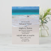 Blue Water Beach Sand Probe Abendessen Einladung (Stehend Vorderseite)