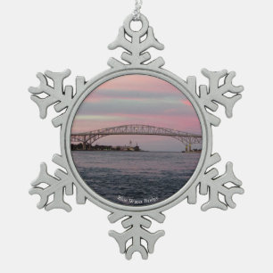 Blue Water Bridge Schneeflocke oder Ballschmuck Schneeflocken Zinn-Ornament