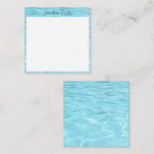 Blue Water Calligraphy Script Name Aqua Template Mitteilungskarte (Vorne/Hinten)