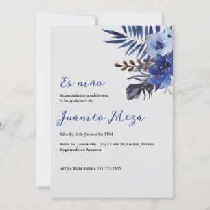 Blue Water Color Baby Dusche Einladung für Junge
