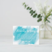 Blue Water Color Book Request Baby Showkarte Begleitkarte (Stehend Vorderseite)