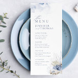 Blue Water color coral & seashells beach Wedding Menükarte<br><div class="desc">Elegantes Hochzeitsmenü mit Meeresmotiv,  dustig blaue Aquarellkorallen und Muscheln,  stilvolle Drehbücher und elegante Schriftart-Details,  modern und romantisch,  ideal für die Hochzeit am Meeresufer,  die tropische Hochzeit in Urlaubsort im Winter und das Party mit Meeresmotiven. Sehen Sie sich alle passenden Stücke in der Sammlung an.</div>