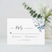 Blue Water color floral RSVP Karte (Stehend Vorderseite)