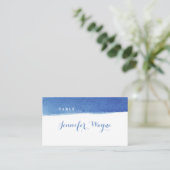 Blue Water color nautical beach Hochzeit Platzkart Platzkarte (Stehend Vorderseite)