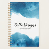 Blue Water Color Ombre Monogram Logo Plane Planer (Vorderseite)