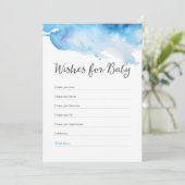 Blue Water color splash Baby Dusche Wünsche für Ki Einladung (Stehend Vorderseite)