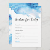 Blue Water color splash Baby Dusche Wünsche für Ki Einladung (Vorne/Hinten)