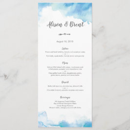 Blue Water Color Wedding Menu oder Programmkarte Menükarte