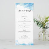 Blue Water Color Wedding Menu oder Programmkarte Menükarte (Stehend Vorderseite)