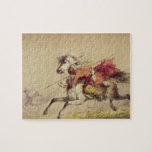 Blue Water Creek Battle by Alfred Jacob Miller Puzzle (Horizontal)