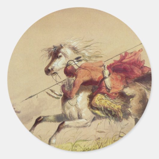 Blue Water Creek Battle by Alfred Jacob Miller Runder Aufkleber (Vorderseite)