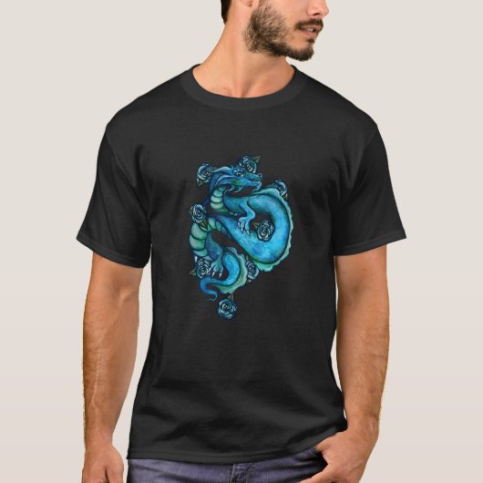 Blue water dragon artwork cool nerdy T-Shirt (Vorderseite)