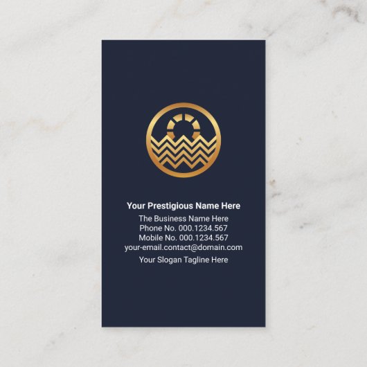 Blue Water Drop Layer Gold Tab Pool Visitenkarte (Rückseite)