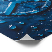 Blue Water Droplet Peace Symbol Poster (Ecke)