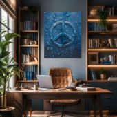 Blue Water Droplet Peace Symbol Poster
