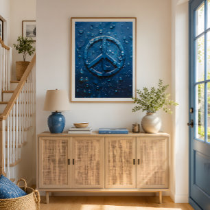 Blue Water Droplet Peace Symbol Poster