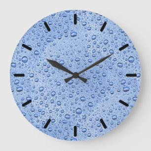 Blue water droplets große wanduhr