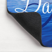 Blue Water Foto Dark Blue und White Monogram Mousepad (Ecke)