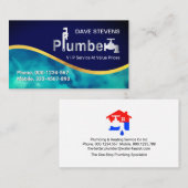 Blue Water Gold Wave Plumbing Visitenkarte (Vorne/Hinten)