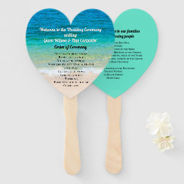 Blue Water Heart Shaped Wedding Fan Programm Fächer