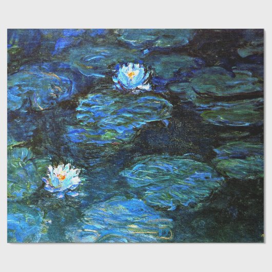 Blue Water-Lilies, Fine Art, Geschenkpapier (Flach)