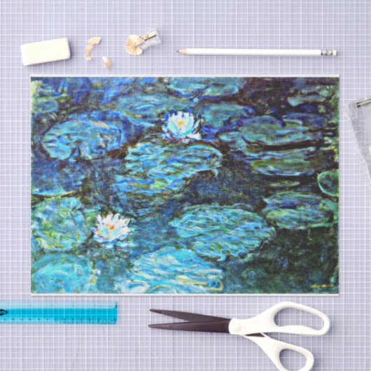 Blue Water-Lilies, Fine Art, Seidenpapier (Handwerk)