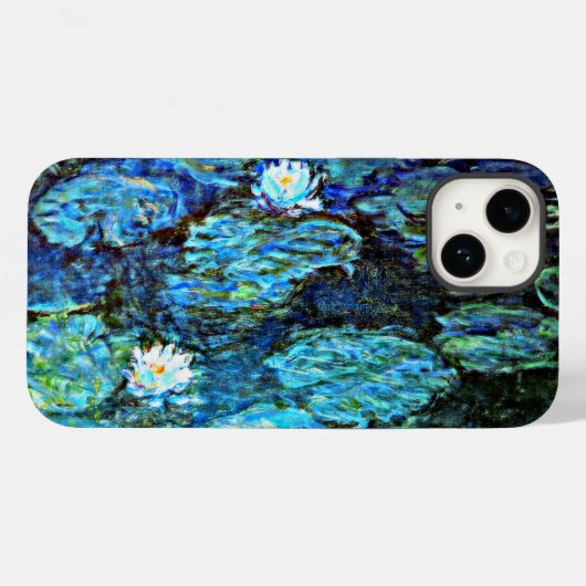Blue Water-Lilies, Kunstmalerei, Case-Mate iPhone Hülle (Rückseite (Horizontal))