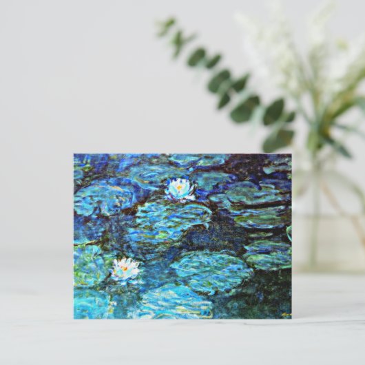 Blue Water-Lilies, Kunstmalerei, Postkarte (Stehend Vorderseite)