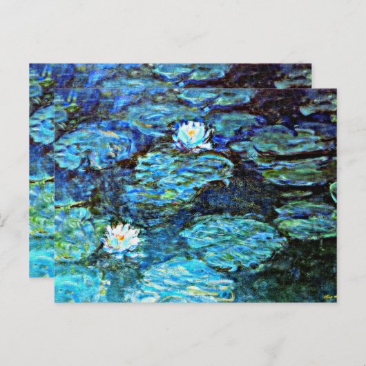 Blue Water-Lilies, Kunstmalerei, Postkarte (Vorne/Hinten)