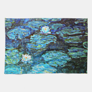 Blue Water-Lilies, Kunstmalerei von Monet Geschirrtuch