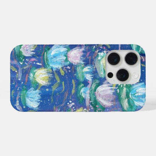 Blue Water Lilies Painting Phone Case iPhone Hülle (Rückseite (Horizontal))