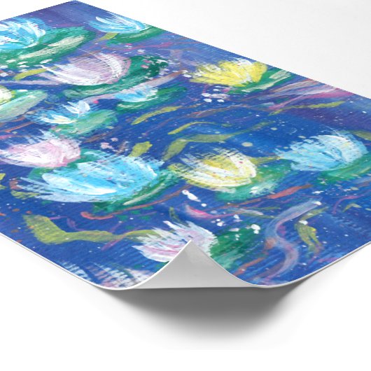 Blue Water Lilies Print, Value Poster Paper (Ecke)