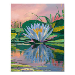 Blue Water Lilies von Claude Monet, Sunset Fotodruck