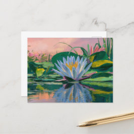 Blue Water Lilies von Claude Monet, Sunset Postkarte