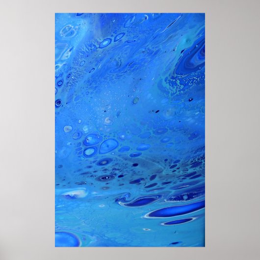 Blue Water Liquid Modern Abstrakt Fluid Art Poster (Vorne)