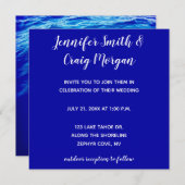 Blue Water Modern Calligraphy Wedding Einladung (Vorne/Hinten)