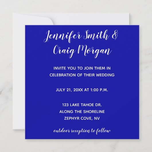 Blue Water Modern Calligraphy Wedding Einladung (Vorderseite)
