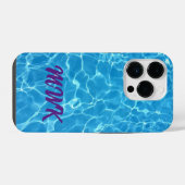Blue Water Reflection Monogram iPhone Hülle (Rückseite (Horizontal))