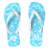 Blue Water Ripples Custom Monogram Initial Badesandalen (Fußbett)