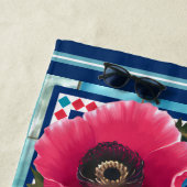Blue Water Schlange & Pink Blume Pool Custom Strandtuch (Beispiel)