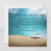 Blue Water Seashells Sand Beach Party Einladung (Rückseite)