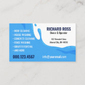 Blue Water Splash Power Waschhaus Reinigung Visitenkarte (Rückseite)