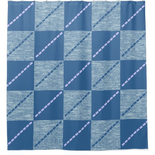 Blue Water Squares & Stripes Duschvorhang (Vorderseite)