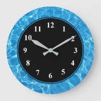 Blue Water Swimming Pool Wall Uhr in Schwarz