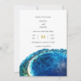 Blue Water Tropical Atoll Island Beach Wedding Einladung
