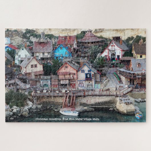 Blue Water Village Malta. Jigsaw Puzzle (Horizontal)