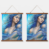Blue Water Wave Goddess Fantasy Art Wandteppich Mit Holzrahmen (Doppelt)