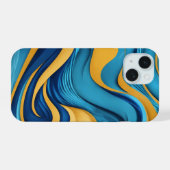 Blue Water Wave Muster iPhone Case - Flows Eleg 15 Hülle (Rückseite (Horizontal))