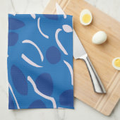Blue Water Waves Abstraktes Muster Geschirrtuch (Viertel Falte)
