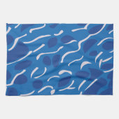 Blue Water Waves Abstraktes Muster Geschirrtuch (Horizontal)